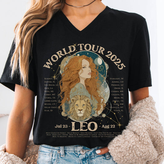 V-neck S / Black Leo Concert V-Neck - Zodiac World Tour 2025 Shirt The Mystic Eden