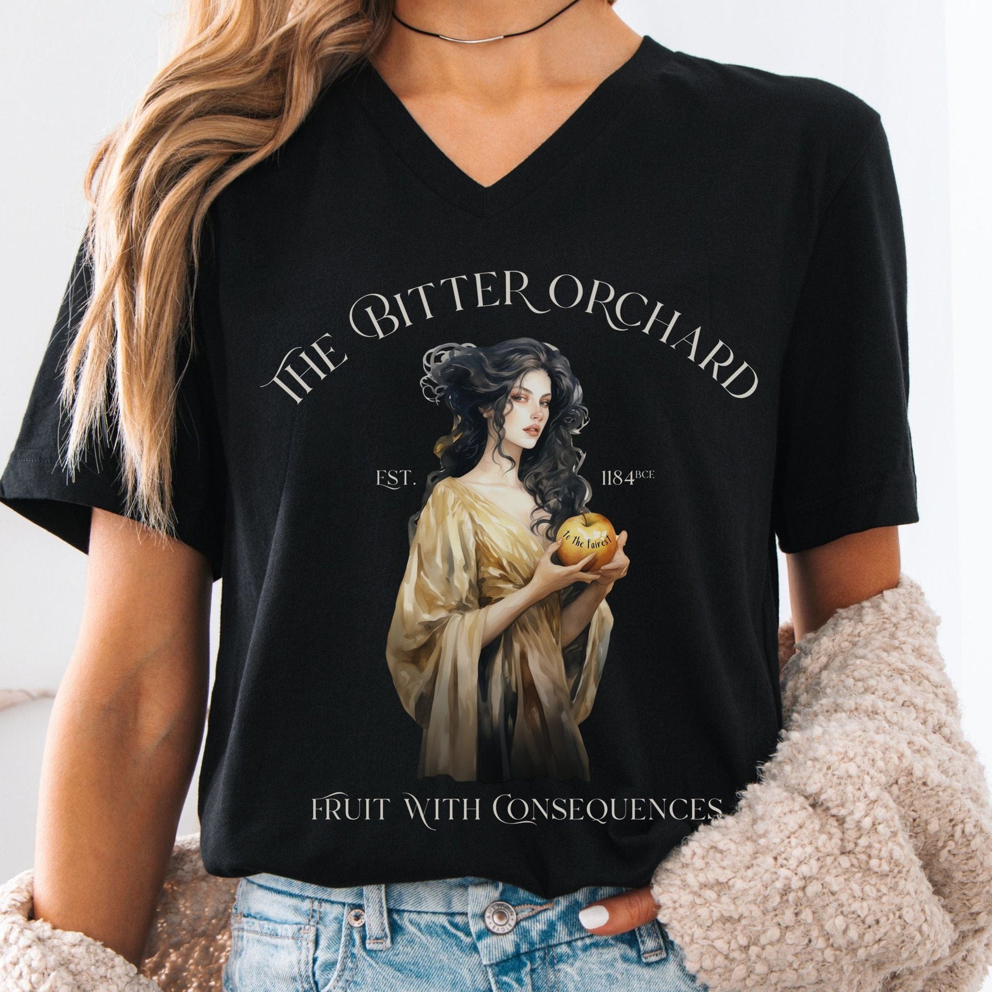 V-neck S / Black The Bitter Orchard V-Neck Tee – Fruit With Consequences The Mystic Eden