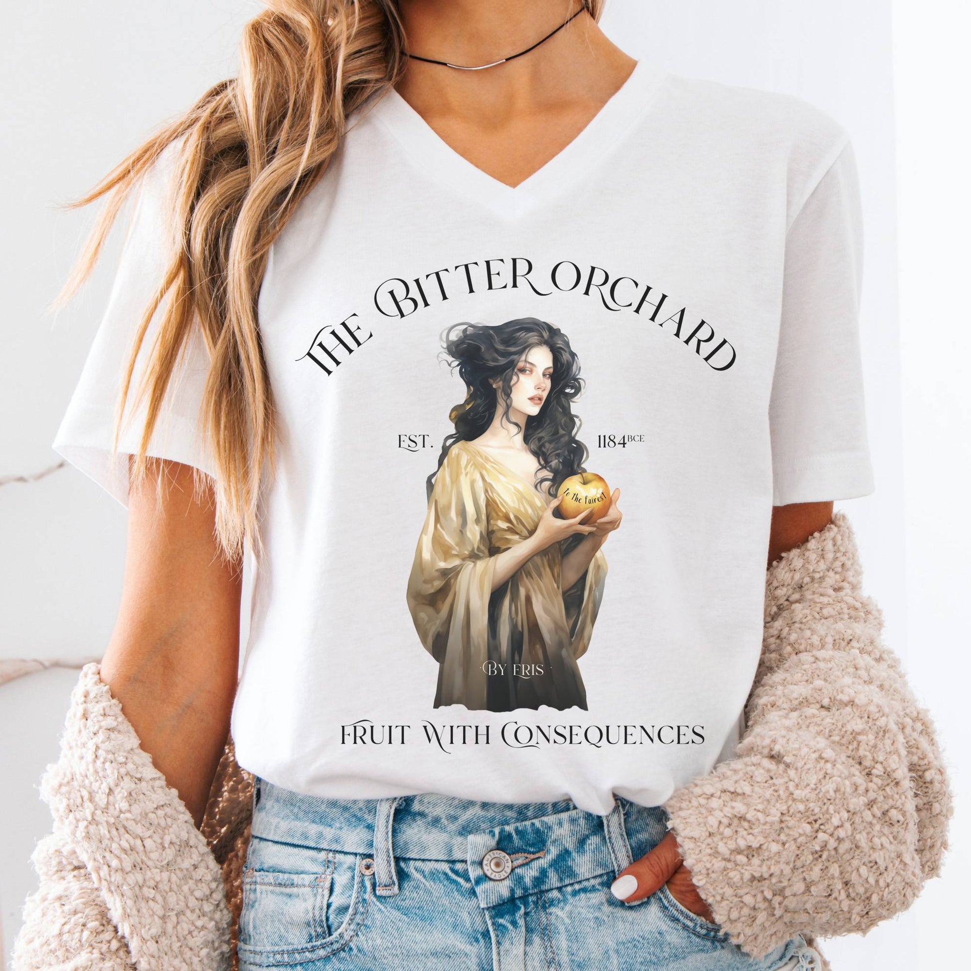 V-neck S / White The Bitter Orchard V-Neck Tee – Fruit With Consequences The Mystic Eden