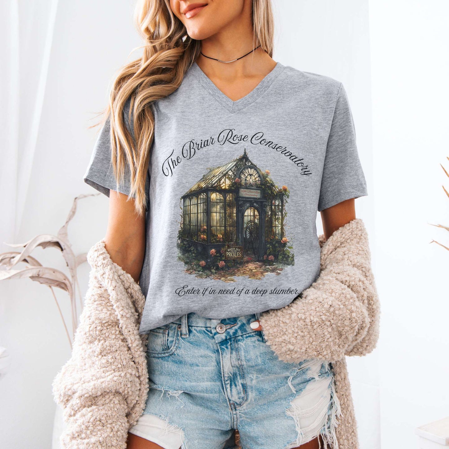 V-neck The Briar Rose Conservatory Fairytale V-Neck Tee The Mystic Eden