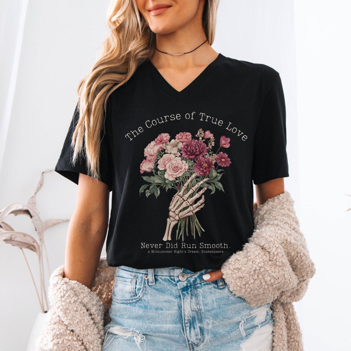 V-neck The Course of True Love Never Did Run Smooth Shakespeare V-Neck Tee The Mystic Eden