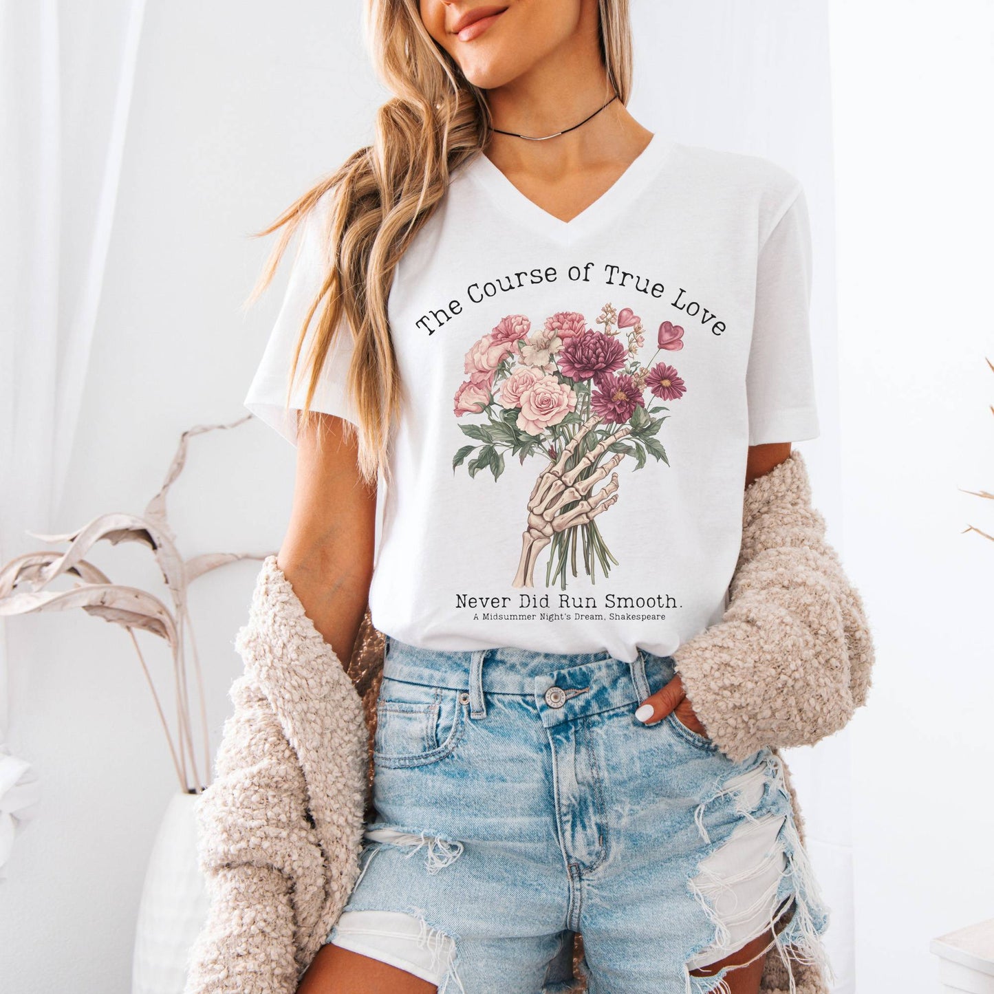 V-neck The Course of True Love Never Did Run Smooth Shakespeare V-Neck Tee The Mystic Eden