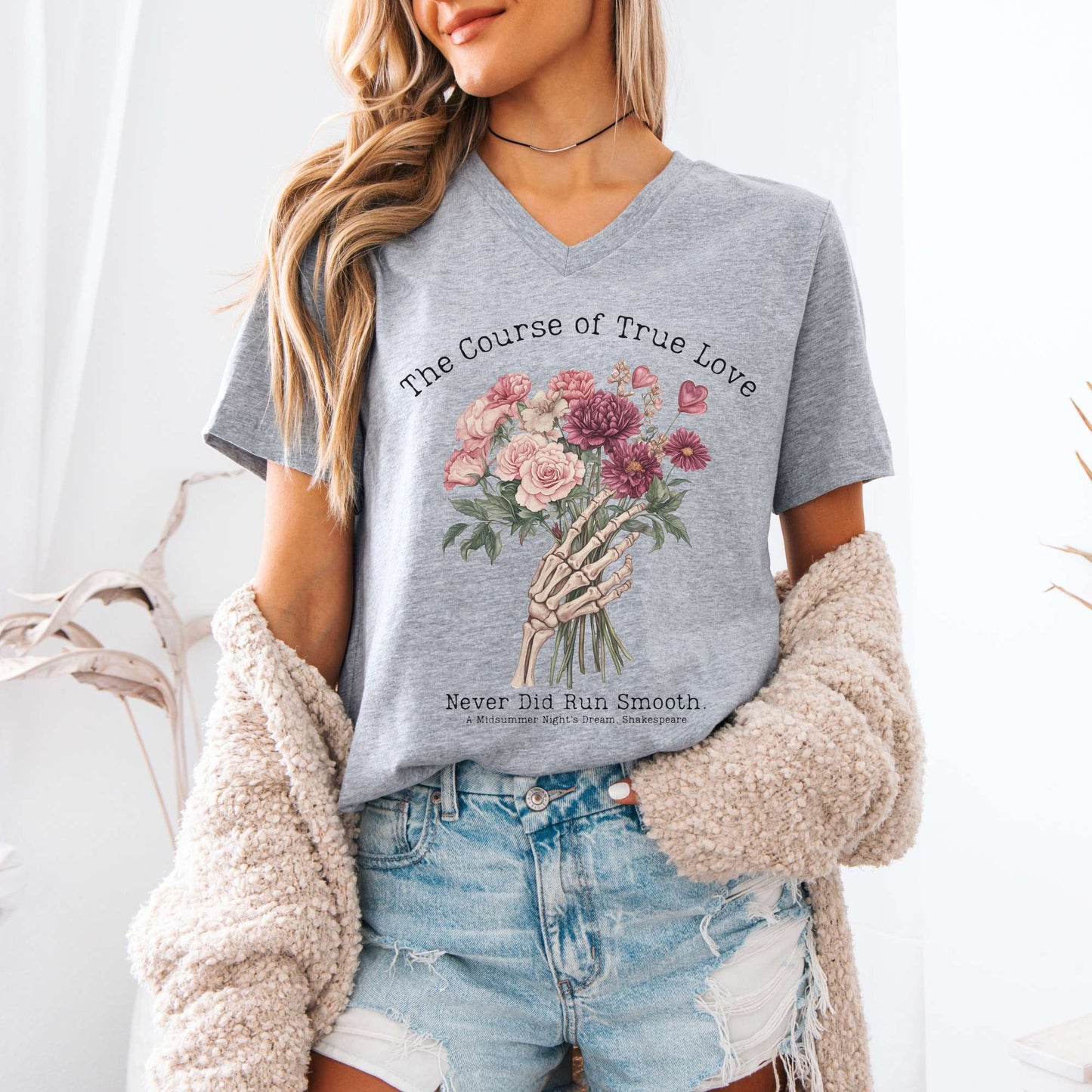 V-neck The Course of True Love Never Did Run Smooth Shakespeare V-Neck Tee The Mystic Eden