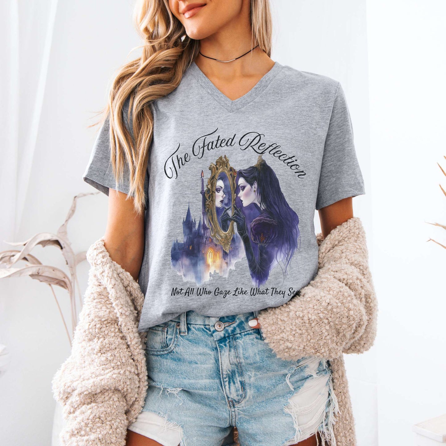 V-neck The Fated Reflection Fairytale V-Neck Tee The Mystic Eden