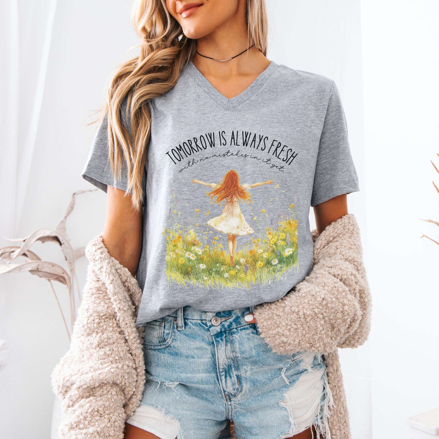 V-neck Tomorrow Is Always Fresh With No Mistakes In It yet Anne Of Green Gables V-Neck Tee The Mystic Eden