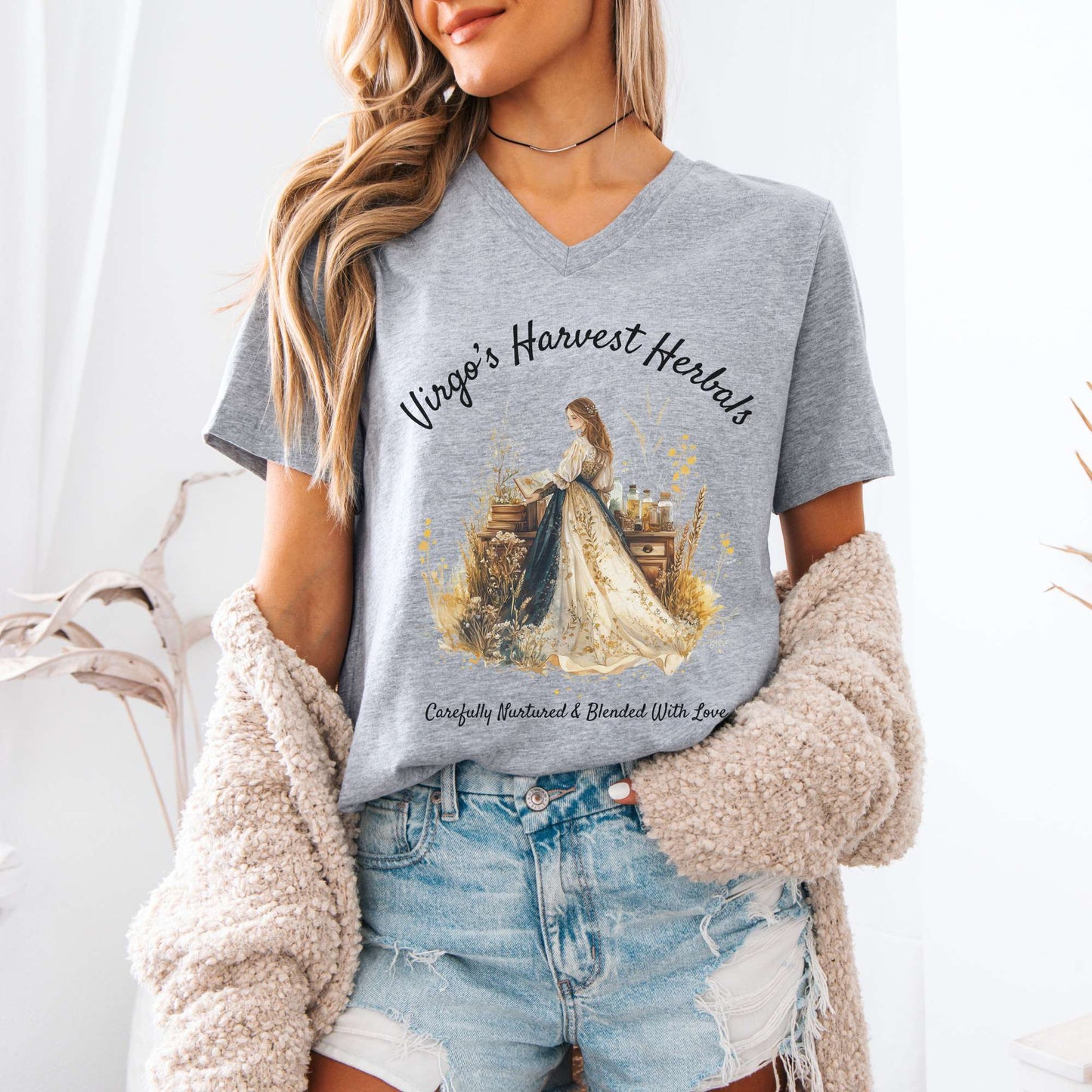 V-neck Virgo's Harvest Herbals Zodiac V-Neck Tee The Mystic Eden