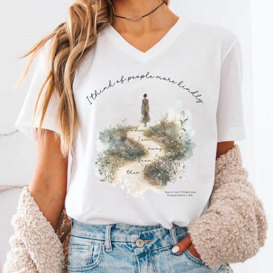 V-neck White / S I Think of People More Kindly When I am Away From Them Tess of the D'Urbervilles V-Neck Tee The Mystic Eden