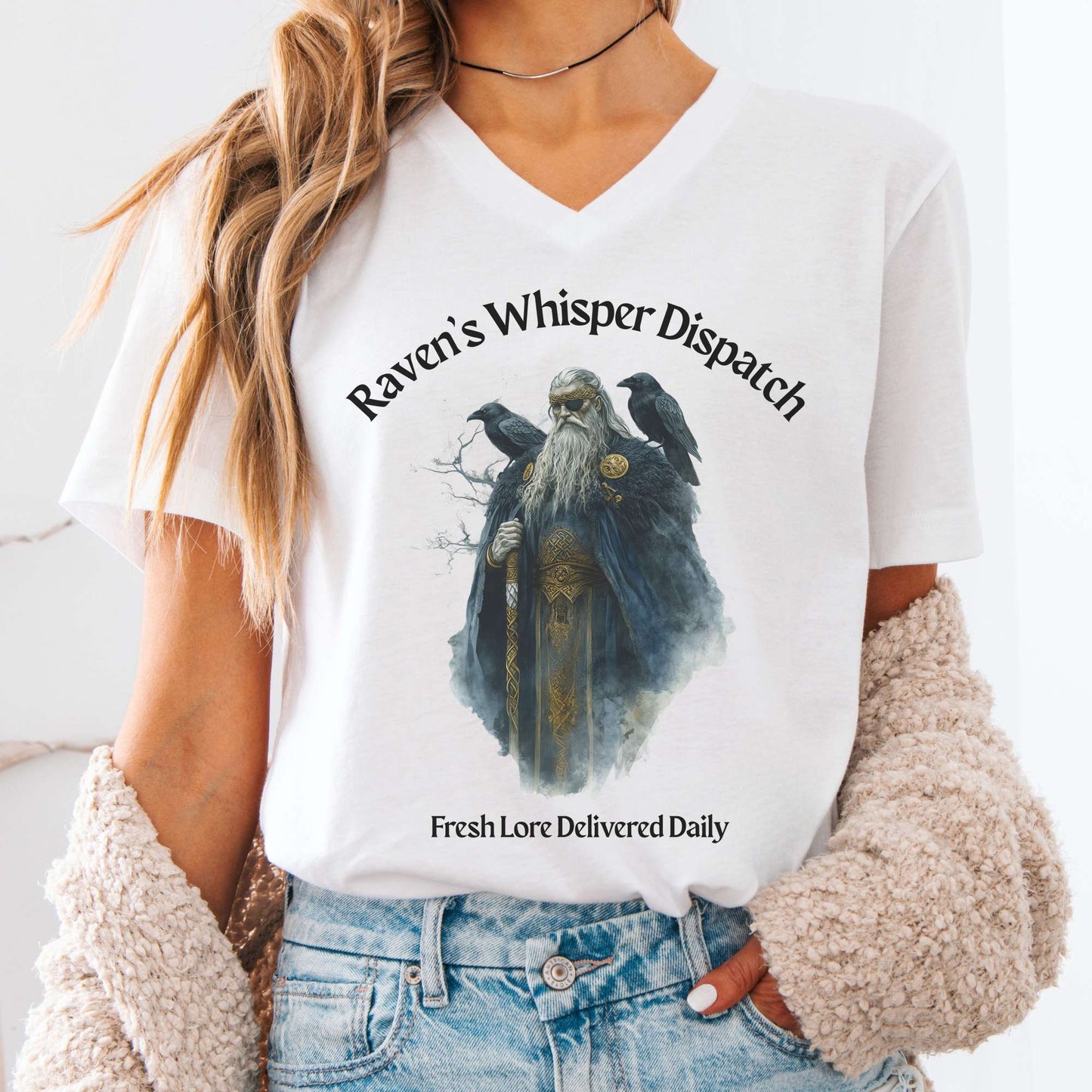 V-neck White / S Raven's Whisper Dispatch V-Neck Tee The Mystic Eden