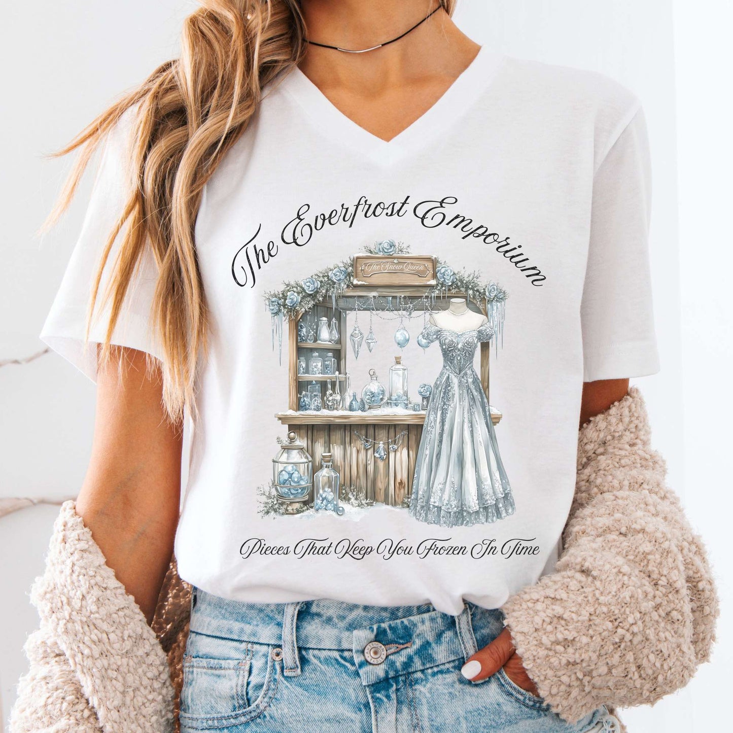 V-neck White / S The Everfrost Emporium Fairytale V-Neck Tee The Mystic Eden
