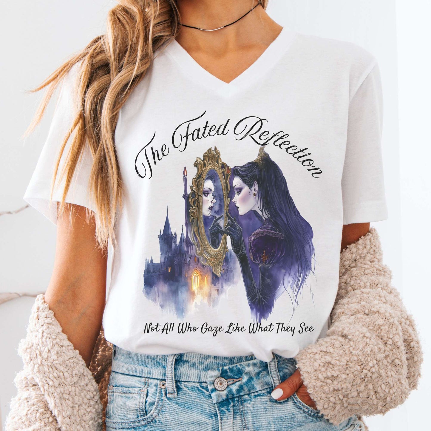 V-neck White / S The Fated Reflection Fairytale V-Neck Tee The Mystic Eden