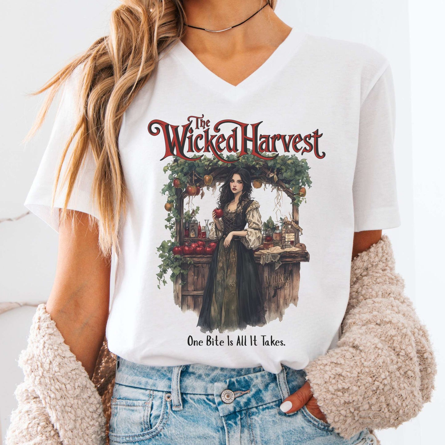 V-neck White / S The Wicked Harvest Fairytale V-Neck Tee The Mystic Eden