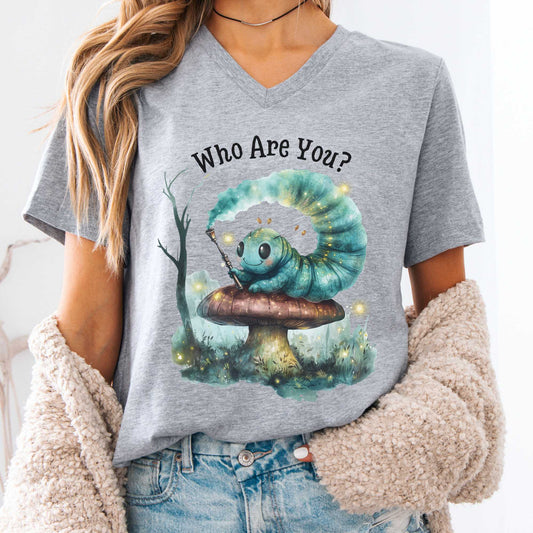 V-neck Who Are You? Caterpillar Alice's Adventures in Wonderland V-Neck Tee The Mystic Eden