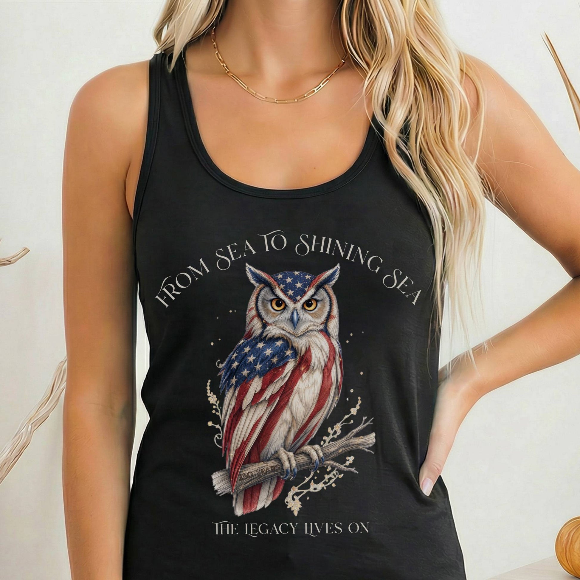 Tank Top Solid Black / XS The Legacy Lives On America 250 Owl Women's Lightweight Tank Top The Mystic Eden