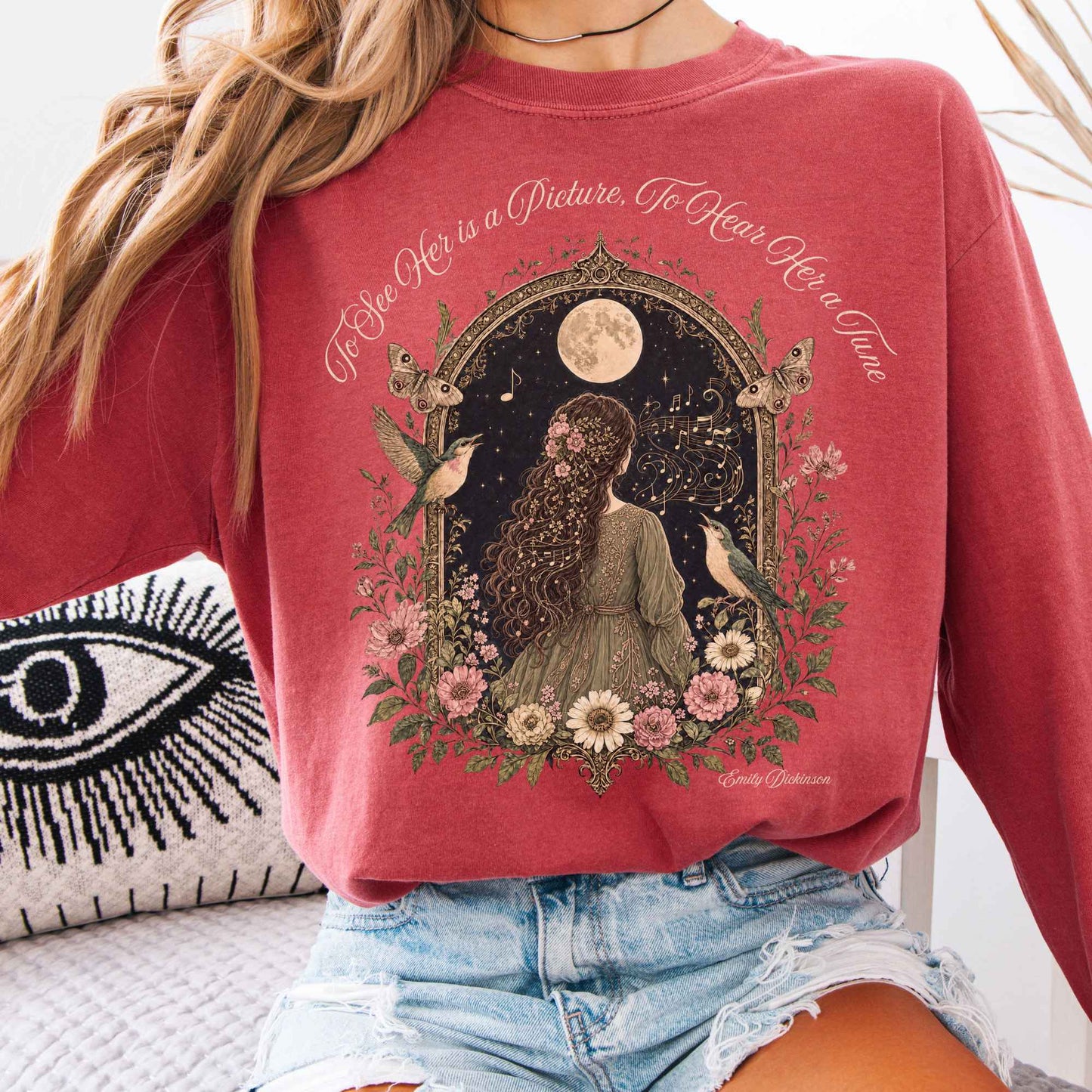 Long-sleeve Crimson / S To See Her Is a Picture, To Hear Her a Tune Dickinson Long Sleeve The Mystic Eden
