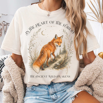 T-Shirt Ivory / S In the Heart of the Forest The Ancient Wild Awakens Fox T-Shirt The Mystic Eden