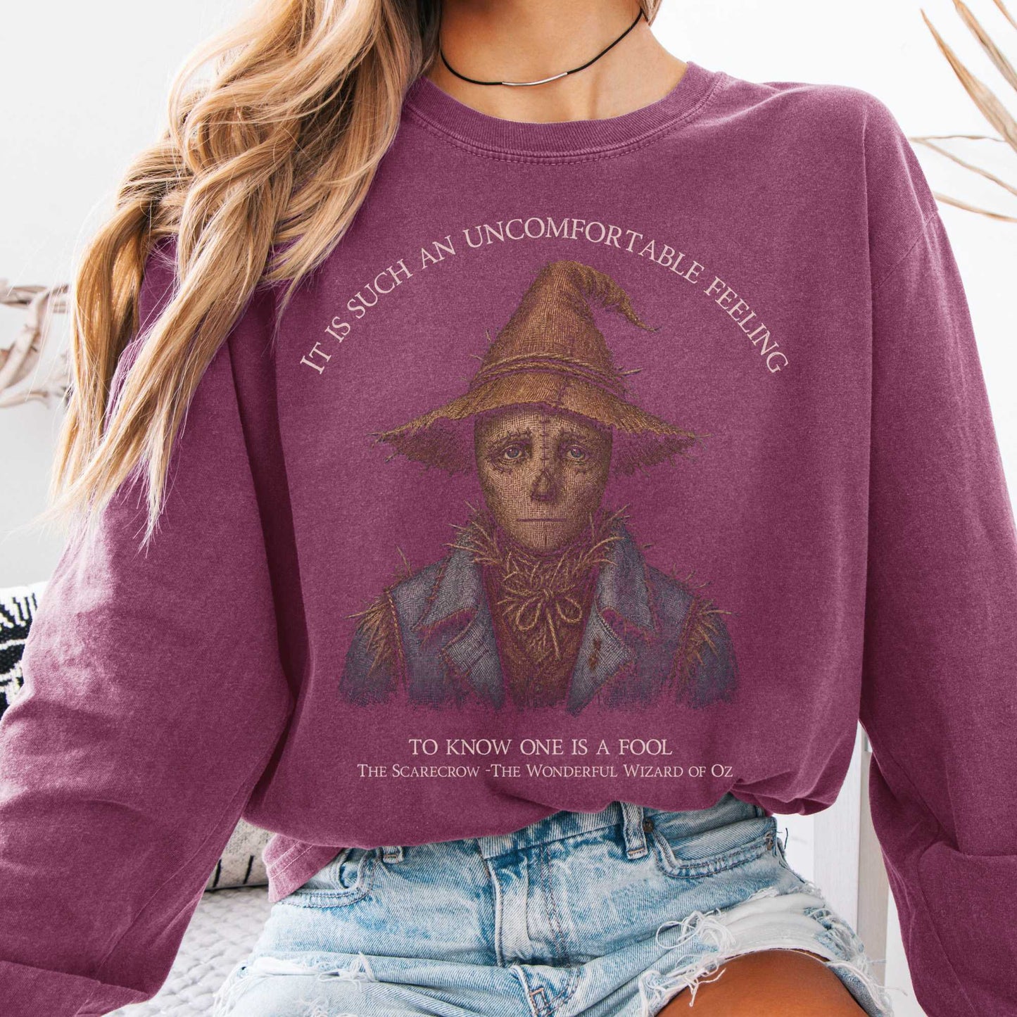 Long-sleeve Berry / S It Is Such an Uncomfortable Feeling Scarecrow Long Sleeve The Mystic Eden