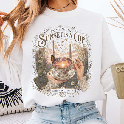 Sweatshirt White / S Bring Me the Sunset in a Cup Emily Dickinson Literary Crewneck Sweatshirt The Mystic Eden