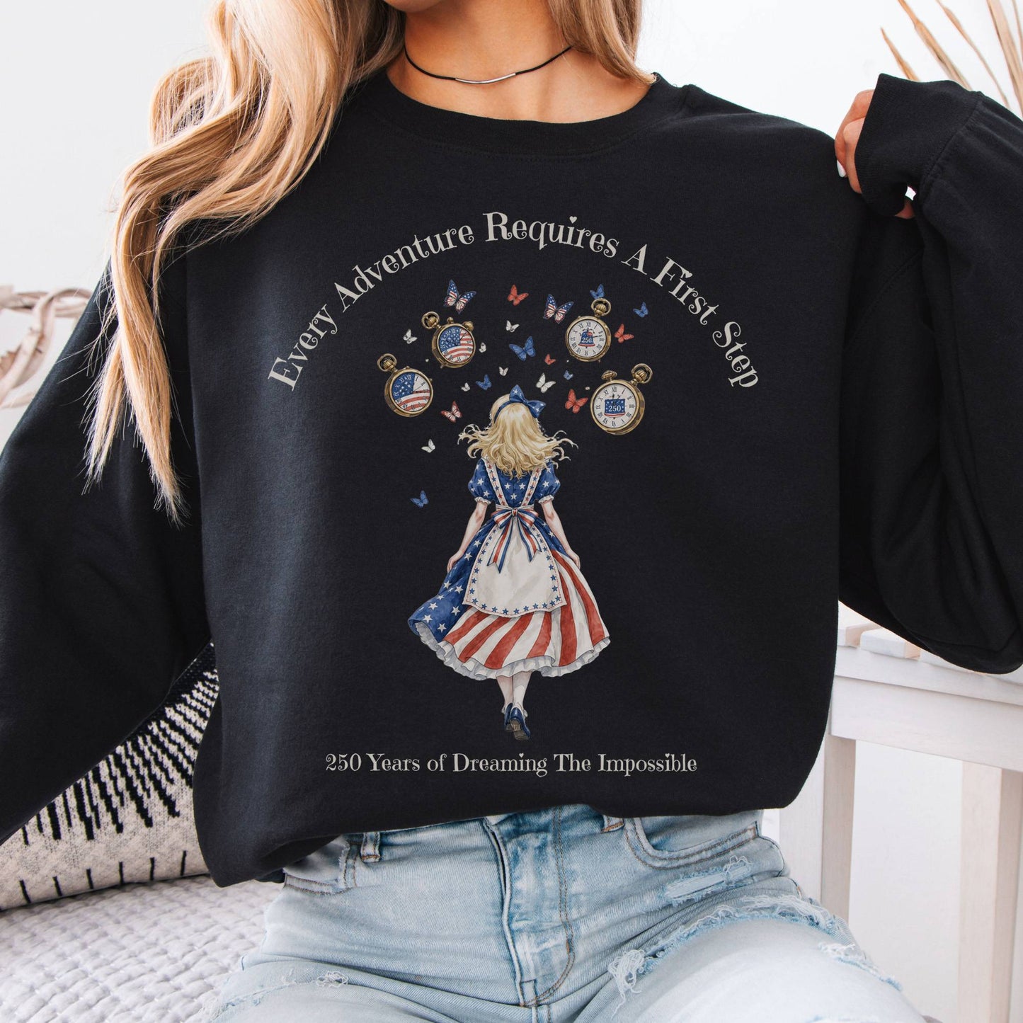 Sweatshirt Black / S 250 Years of Dreaming the Impossible American Alice Crewneck Sweatshirt The Mystic Eden