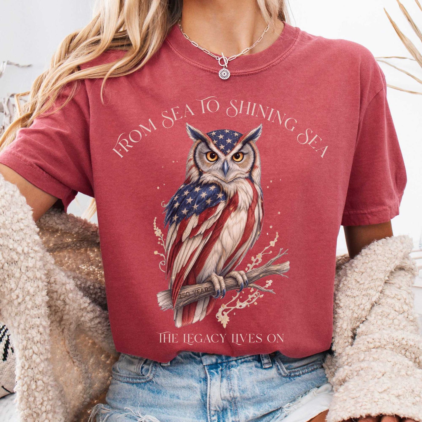 T-Shirt Crimson / S The Legacy Lives On America 250 Owl T-Shirt The Mystic Eden