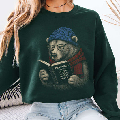 Sweatshirt Forest Green / S A Guide to Hibernation Bear Crewneck Sweatshirt The Mystic Eden