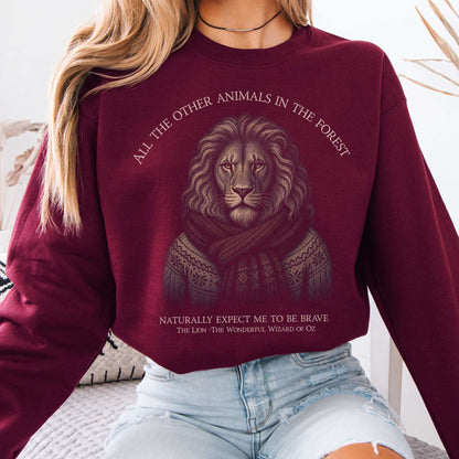Sweatshirt Maroon / S All the Other Animals in the Forest Lion Oz Crewneck Sweatshirt The Mystic Eden