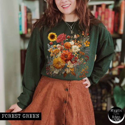 Vintage cottagecore fall aesthetic floral sweatshirt