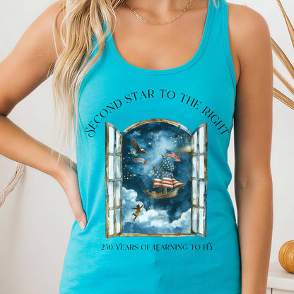 Tank Top Solid Tahiti Blue / XS Second Star to the Right America 250 Commemorative Women's Lightweight Tank Top The Mystic Eden