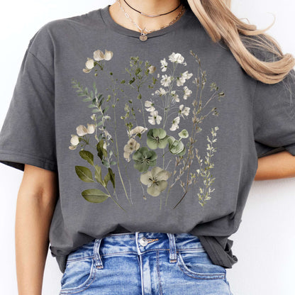 T-Shirt Sage and White Wildflower T-Shirt The Mystic Eden