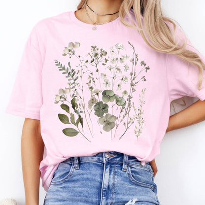 T-Shirt Sage and White Wildflower T-Shirt The Mystic Eden