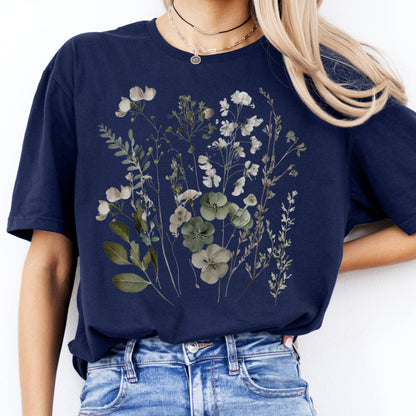 T-Shirt Sage and White Wildflower T-Shirt The Mystic Eden