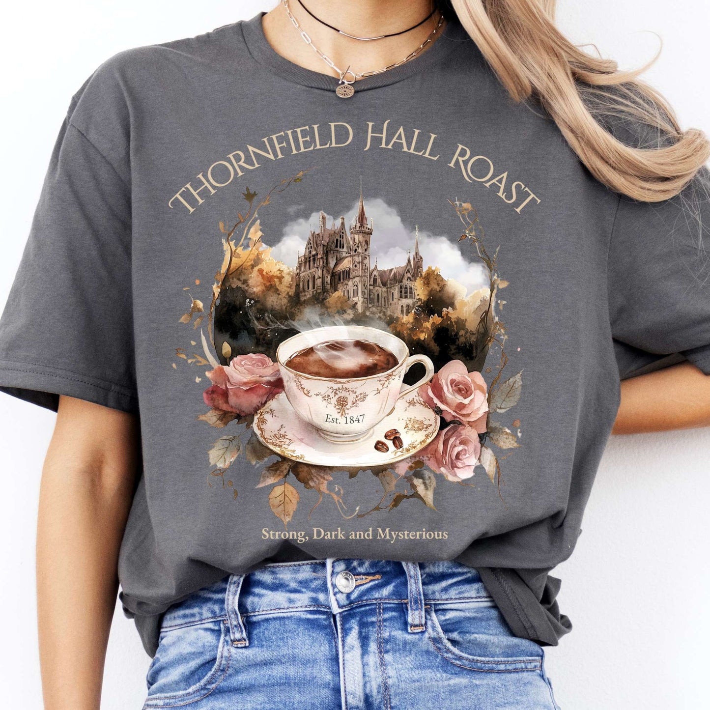 T-Shirts Thornfield Hall Roast Jane Eyre T-Shirt The Mystic Eden