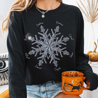 Snowflake Santa's Reindeer Long Sleeved Shirt