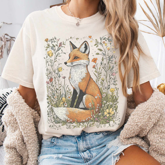 Vintage Style Happy Fox Cottagecore Shirt