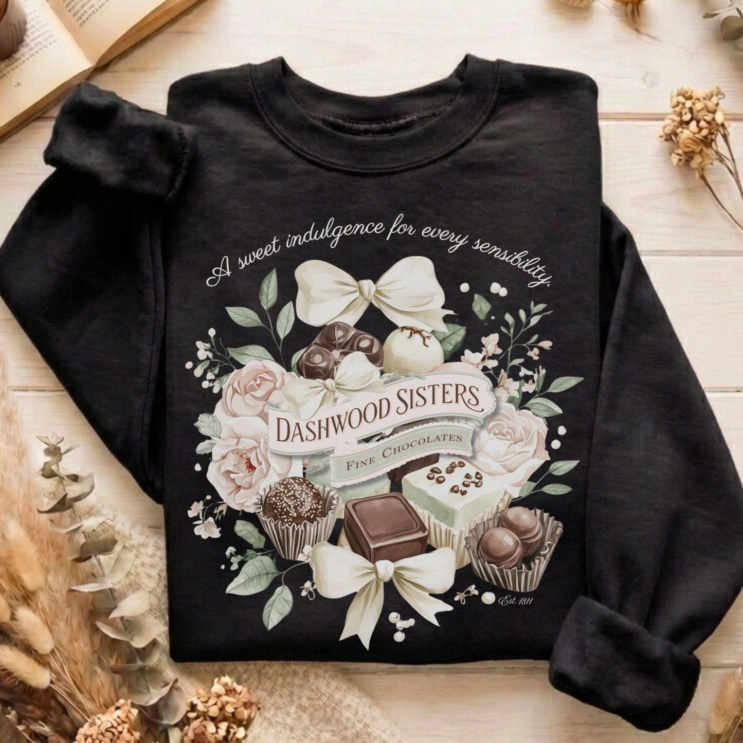 Sweatshirt Black / S Dashwood Sisters Fine Chocolates Sense & Sensibility Sweatshirt The Mystic Eden