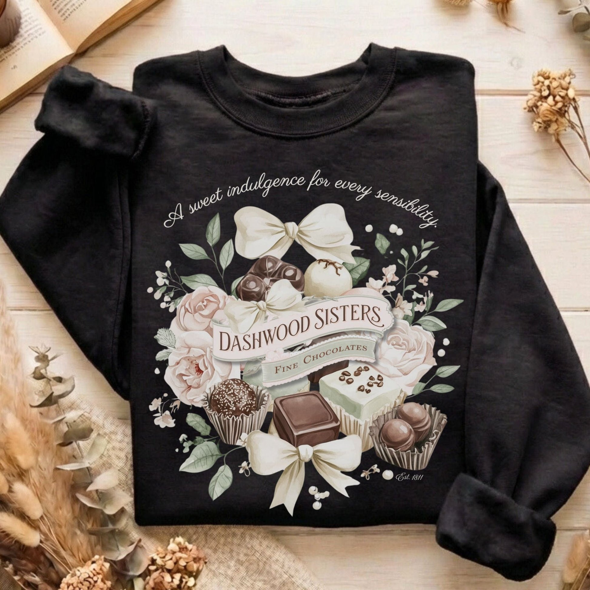 Sweatshirt Black / S Dashwood Sisters Fine Chocolates Sense & Sensibility Sweatshirt The Mystic Eden