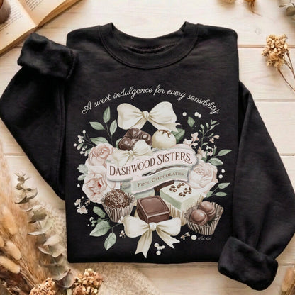 Sweatshirt Black / S Dashwood Sisters Fine Chocolates Sense & Sensibility Sweatshirt The Mystic Eden