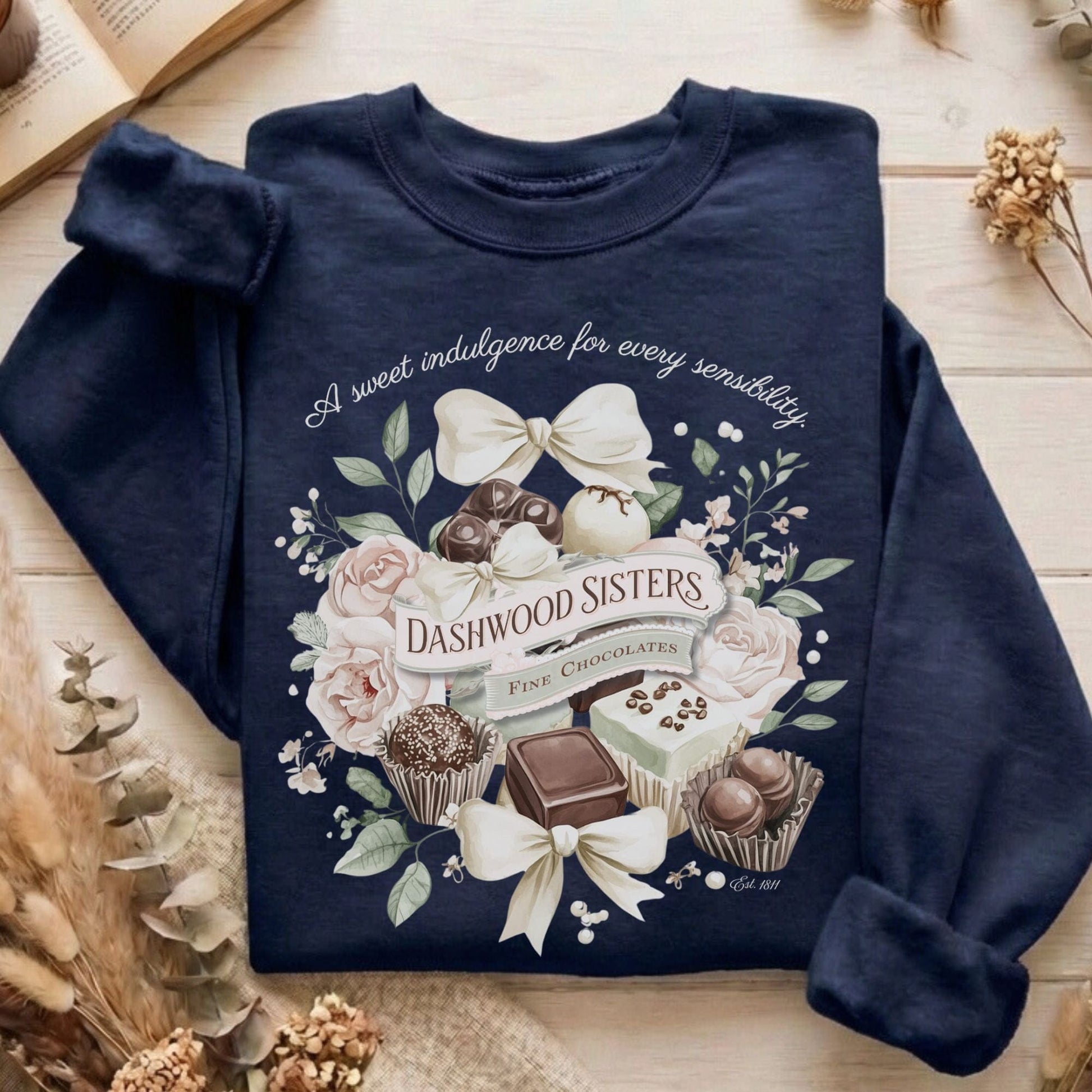 Sweatshirt Navy / S Dashwood Sisters Fine Chocolates Sense & Sensibility Sweatshirt The Mystic Eden