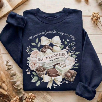 Sweatshirt Navy / S Dashwood Sisters Fine Chocolates Sense & Sensibility Sweatshirt The Mystic Eden