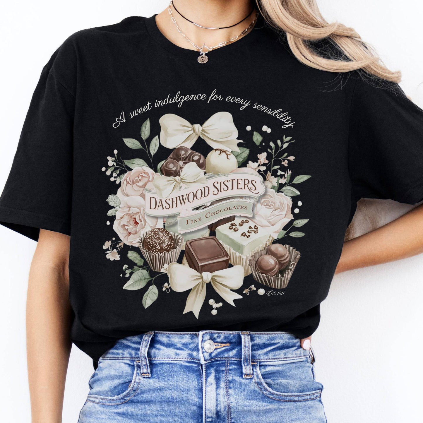 T-Shirts Dashwood Sisters Fine Chocolates Sense & Sensibility T-Shirt The Mystic Eden