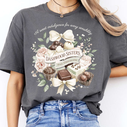 T-Shirts Dashwood Sisters Fine Chocolates Sense & Sensibility T-Shirt The Mystic Eden