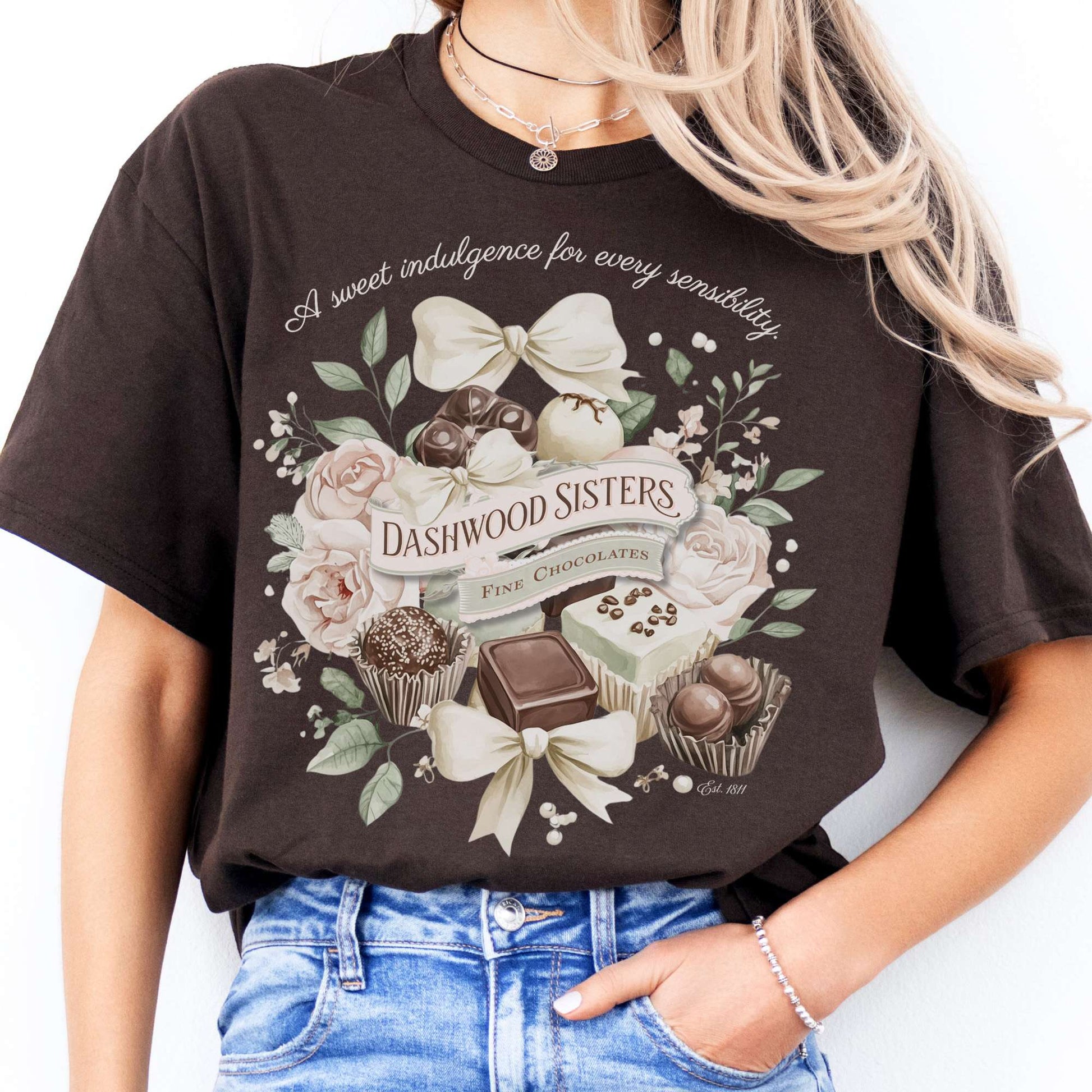 T-Shirts Dashwood Sisters Fine Chocolates Sense & Sensibility T-Shirt The Mystic Eden