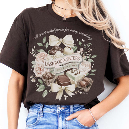 T-Shirts Dashwood Sisters Fine Chocolates Sense & Sensibility T-Shirt The Mystic Eden