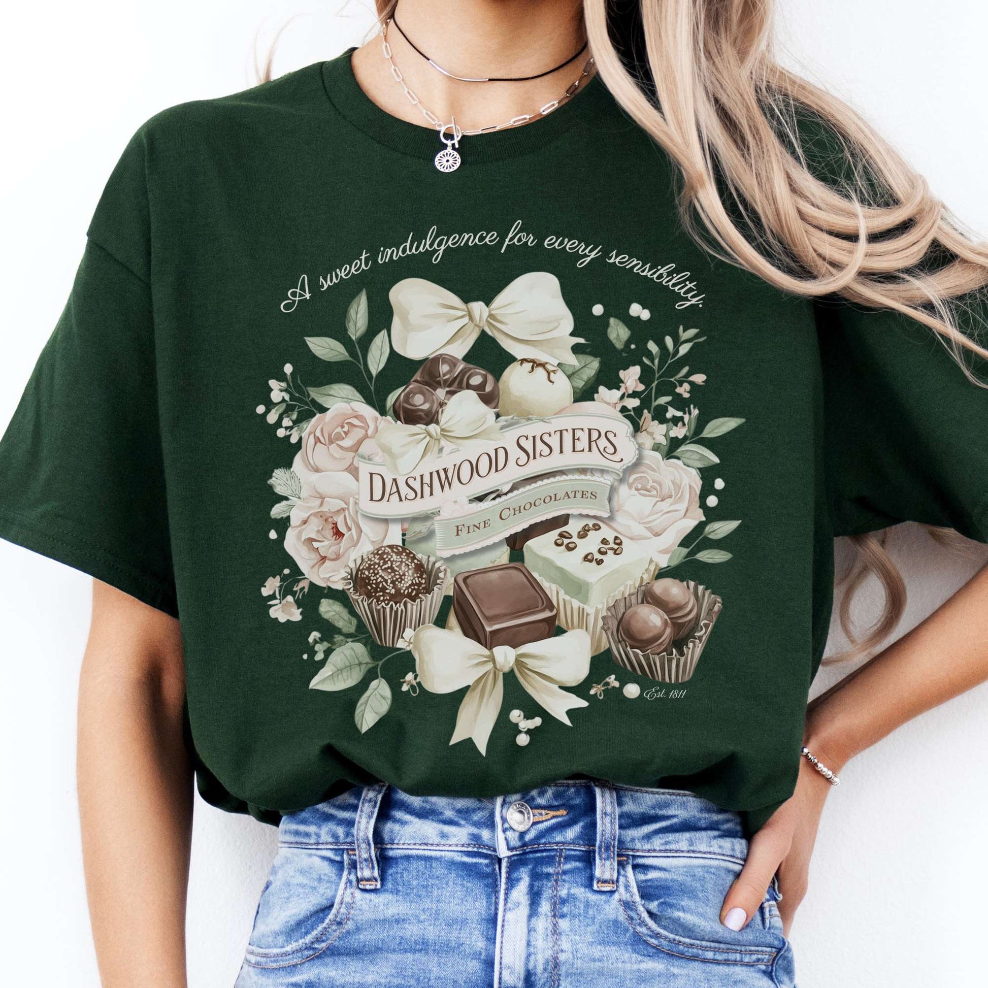 T-Shirts Dashwood Sisters Fine Chocolates Sense & Sensibility T-Shirt The Mystic Eden