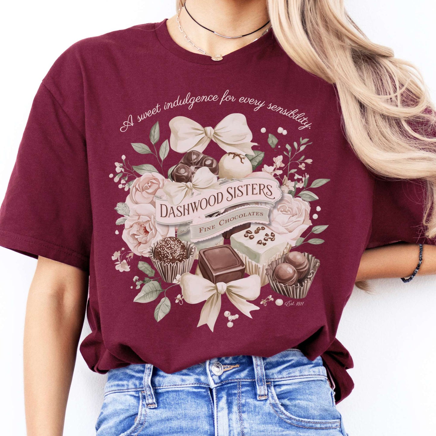 T-Shirts Dashwood Sisters Fine Chocolates Sense & Sensibility T-Shirt The Mystic Eden
