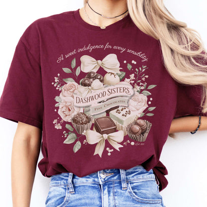T-Shirts Dashwood Sisters Fine Chocolates Sense & Sensibility T-Shirt The Mystic Eden