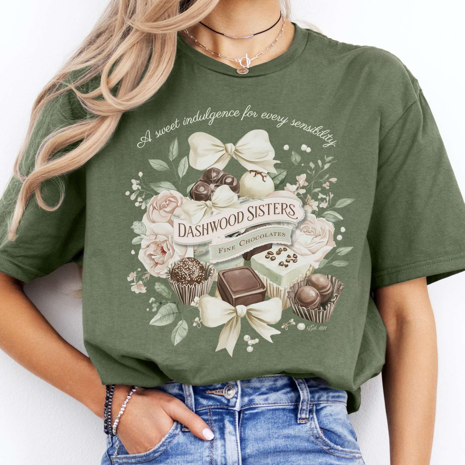 T-Shirts Dashwood Sisters Fine Chocolates Sense & Sensibility T-Shirt The Mystic Eden
