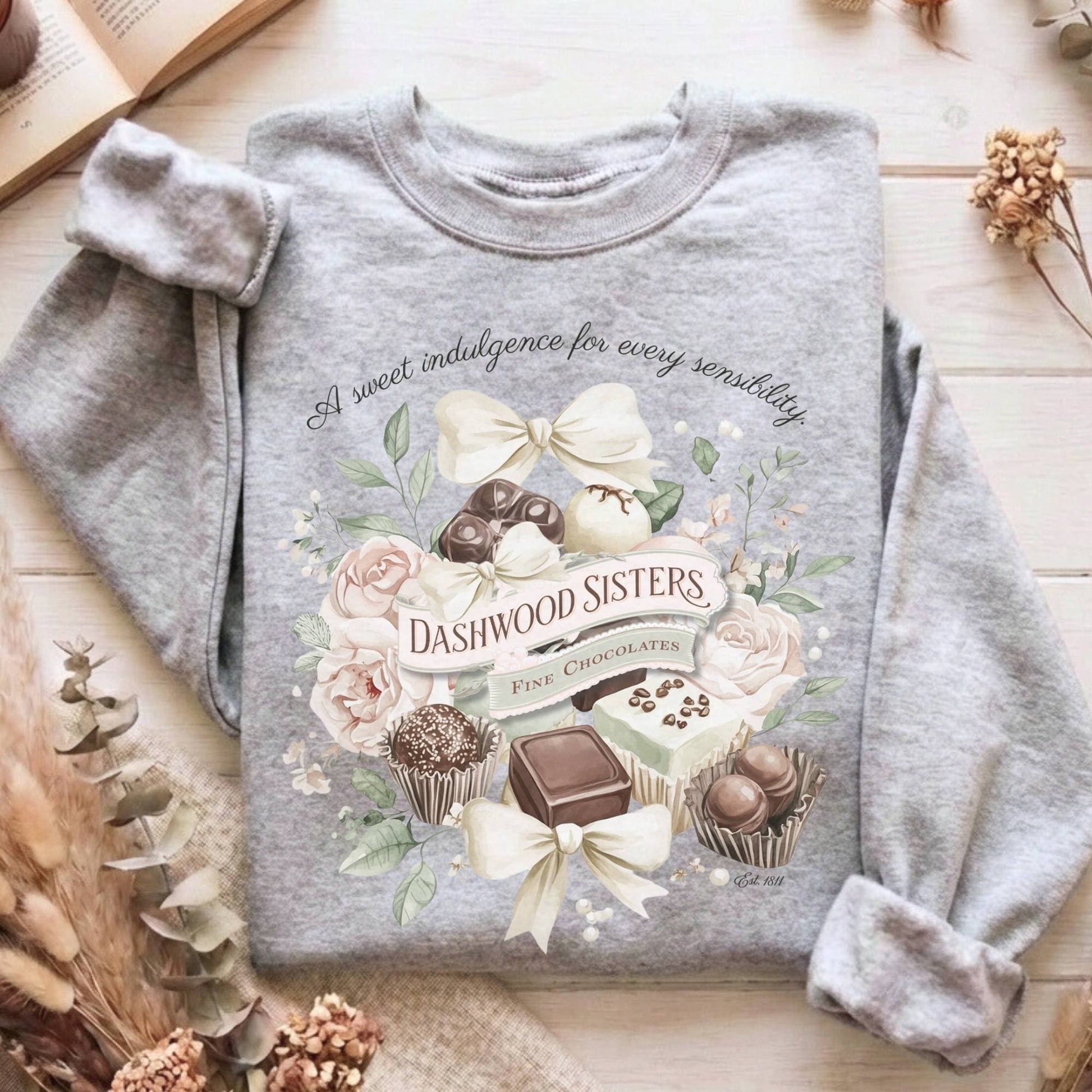 Sweatshirt Sport Grey / S Dashwood Sisters Fine Chocolates Sense & Sensibility Sweatshirt The Mystic Eden