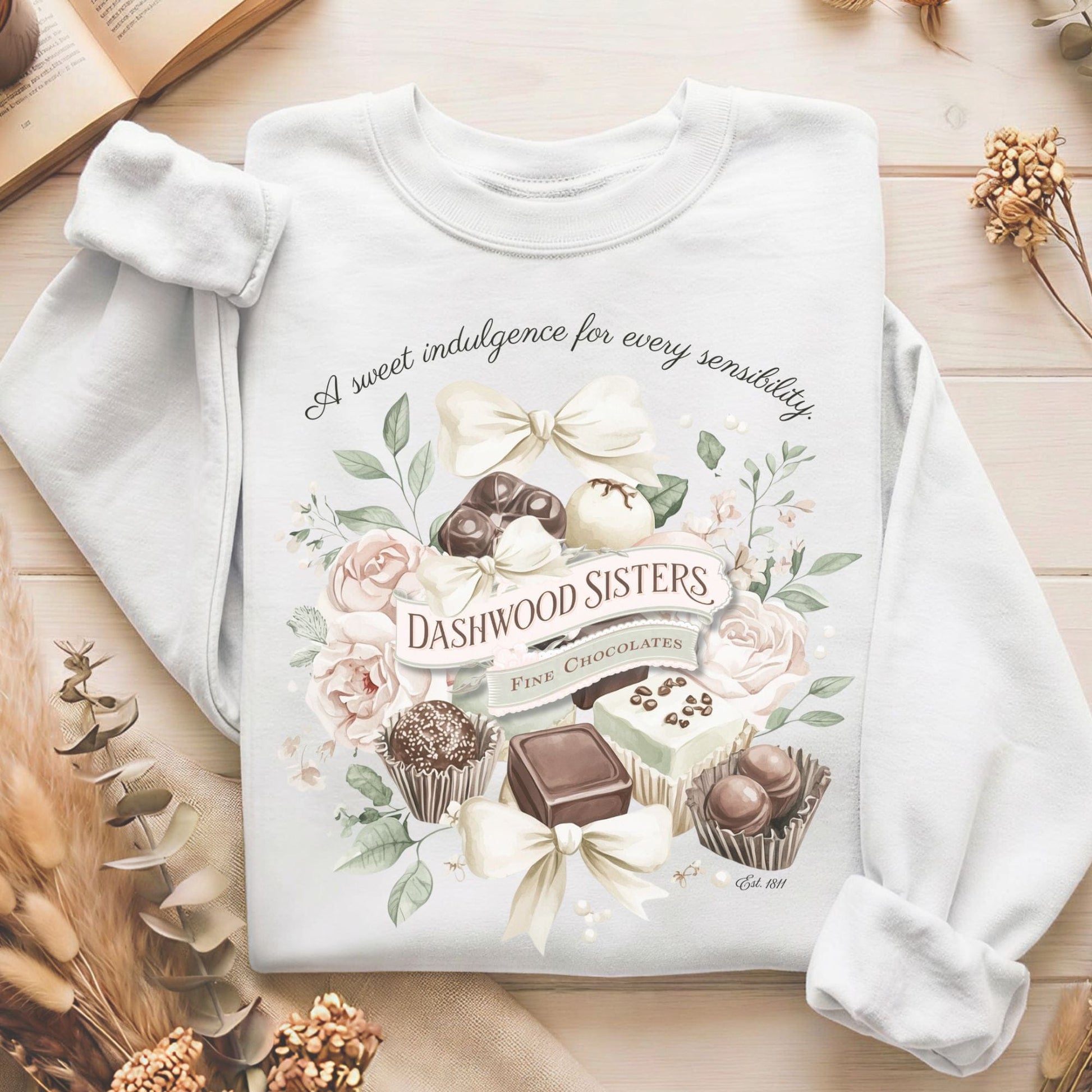 Sweatshirt White / S Dashwood Sisters Fine Chocolates Sense & Sensibility Sweatshirt The Mystic Eden