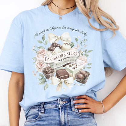 T-Shirts Dashwood Sisters Fine Chocolates Sense & Sensibility T-Shirt The Mystic Eden