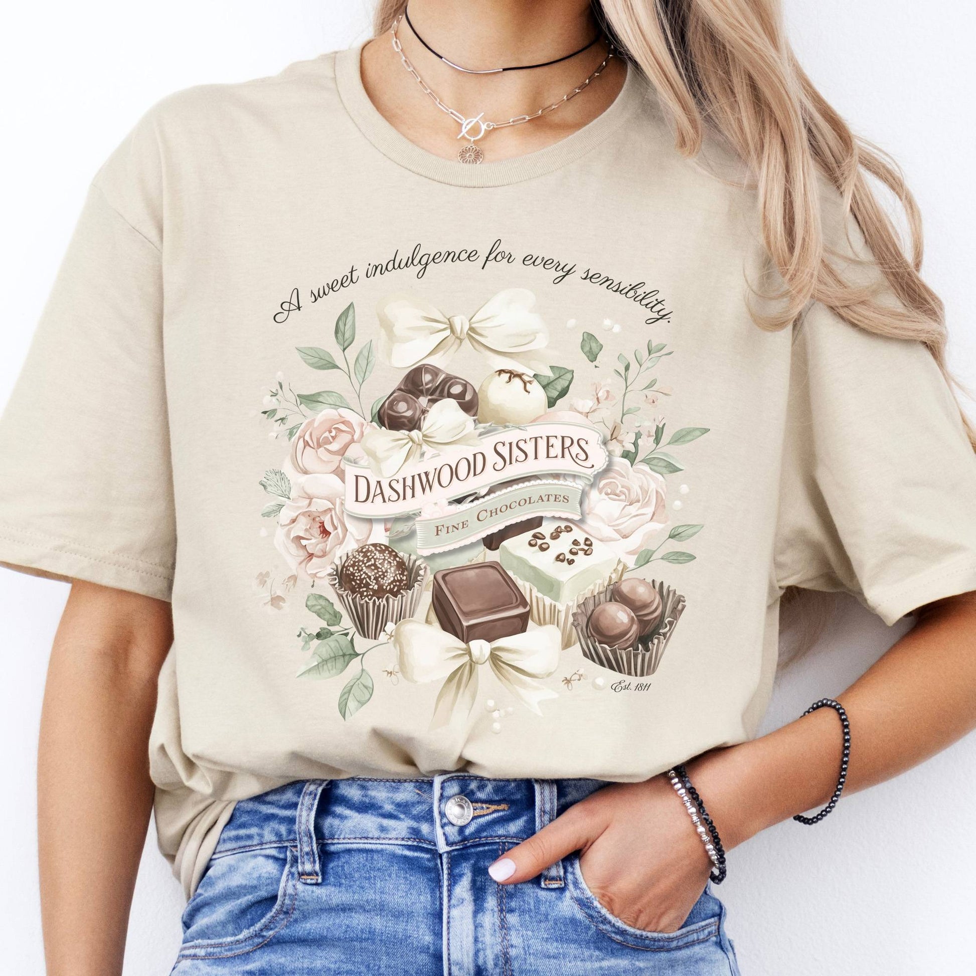 T-Shirts Dashwood Sisters Fine Chocolates Sense & Sensibility T-Shirt The Mystic Eden